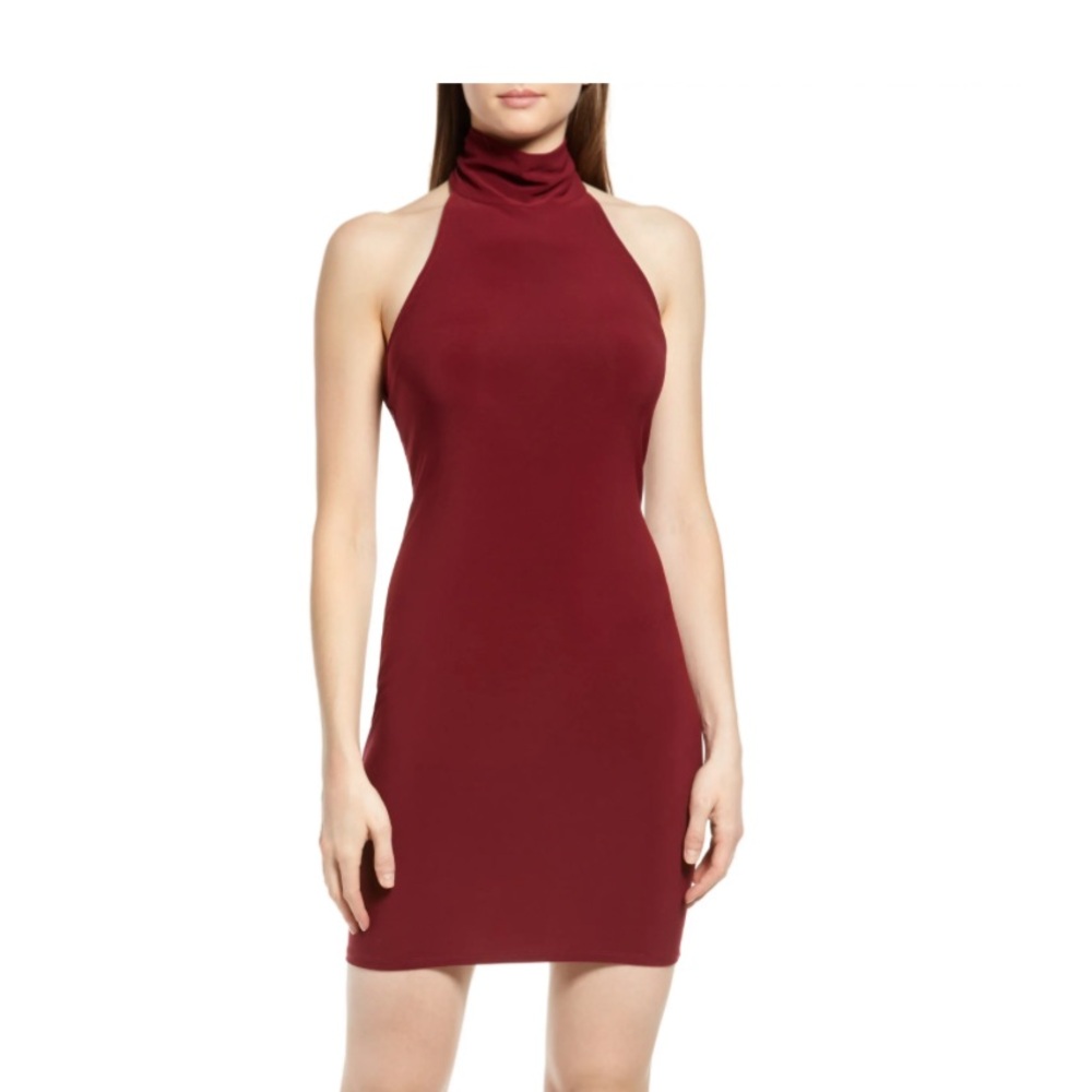 Nordstrom/Open Edit red grape halter neck mini dress
